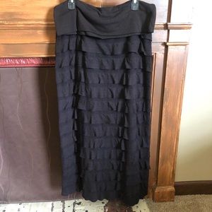 Brown Ruffle Maxi Skirt